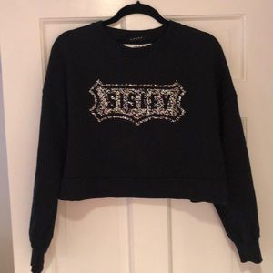 Sisley Black  Cropped sweatshirt.  Size Medium